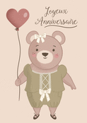 Joyeux anniversaire avec un ours &agrave; ballon